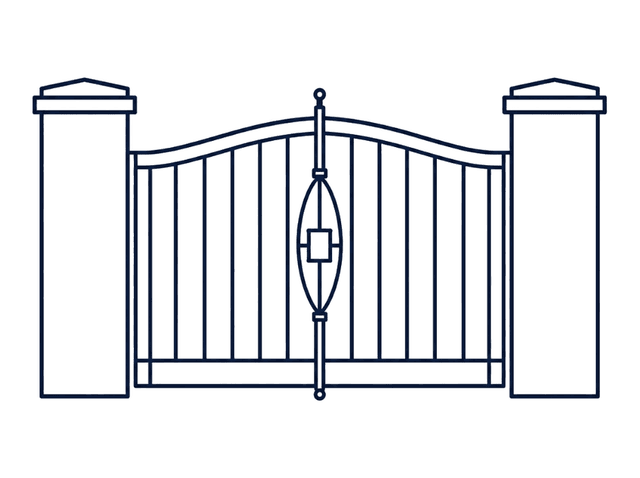 Illustration of a custom metal driveway gate